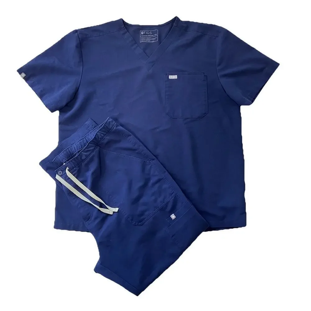 Figs Scrub Set Men 2XL SHORT Leon 3-pocket Top + Cairo Pants Short Navy Blue